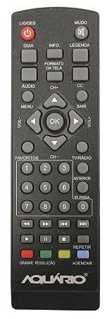 CONTROLE REMOTO CONVERSOR DIGITAL AQUARIO DTV-5000 ORIGINAL