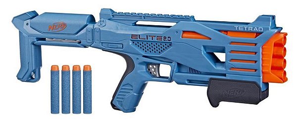 LANÇADOR DE DARDOS NERF ELITE 2.0 TETRAD QS-4 + 4 DARDOS