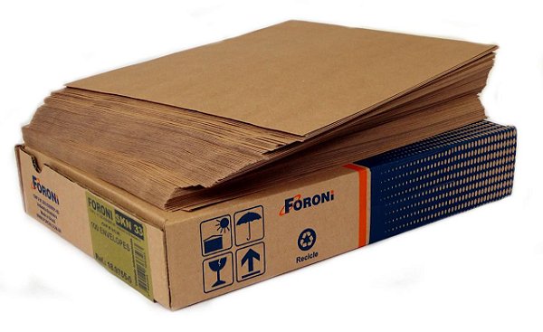 CAIXA 100 ENVELOPES A4 KRAFT FORONI 229 MM X 324 MM