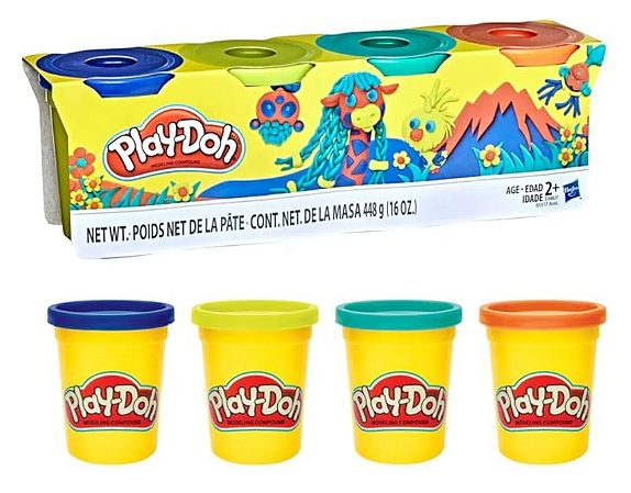 KIT MASSA MODELAR 4 POTES PLAY-DOH HASBRO E4867 448 GRAMAS