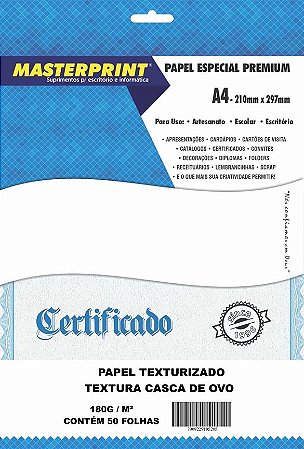 PAPEL TEXTURA CASCA DE OVO MASTERPRINT A4 50 FOLHAS 180G