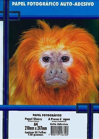 PAPEL FOTO GLOSSY ADESIVO MASTERPRINT 130G A4 50 FOLHAS