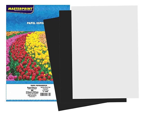 PAPEL FOTO GLOSSY COM IMÃ MASTERPRINT A4 05 FOLHAS 690G