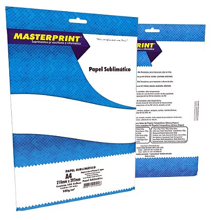 PAPEL SUBLIMÁTICO PARA SUBLIMAÇÃO MASTERPRINT A4 100G 100 FOLHAS
