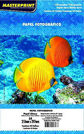PAPEL FOTO GLOSSY MASTERPRINT DUPLA FACE A4 50 FOLHAS 120G