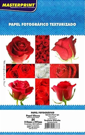PAPEL FOTO GLOSSY PÉROLA 200G MASTERPRINT A4 20 FOLHAS