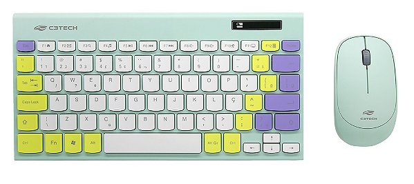 KIT TECLADO + MOUSE SEM FIO VERDE TKL C3TECH K-W71GN