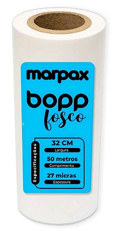 BOPP FOSCO PARA LAMINAÇÃO A3 27 MICRAS 32 CM X 50 METROS MARPAX BO0461