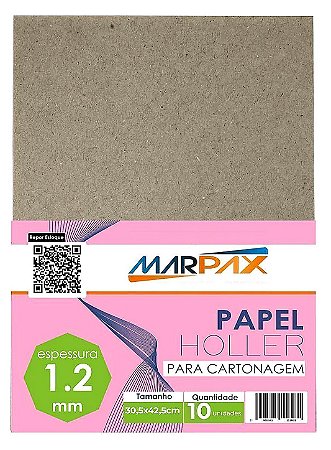 PAPEL HOLLER PARA CARTONAGEM 1,2 MM A3 30,5 X 42,5 CM 10 UNIDADES MARPAX