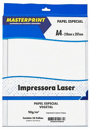 PAPEL ESPECIAL VEGETAL 90G A4 50 FOLHAS MASTERPRINT