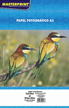 PAPEL FOTO GLOSSY A3 180G 20 FOLHAS MASTERPRINT