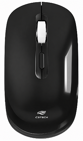 MOUSE SEM FIO RECARREGÁVEL VIA USB 1.600 DPI C3TECH M-W80BK