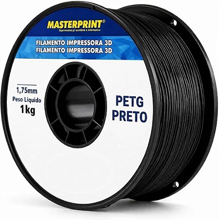 FILAMENTO IMPRESSORA 3D PETG PRETO 1,75 MM 1 KG MASTERPRINT