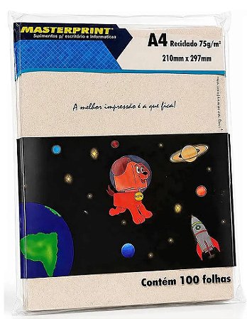 PAPEL RECICLADO A4 75G 100 FOLHAS MASTERPRINT