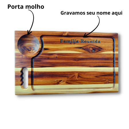Tabua para Churrasco Madeira Teca Porta Molho