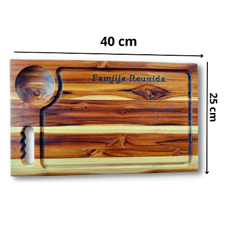 Tábua de churrasco personalizada madeira teca  40x25