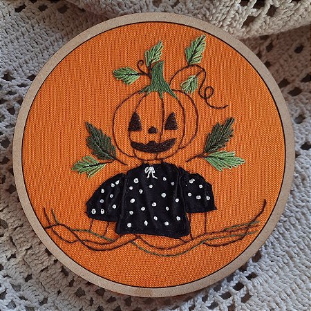 Bordado abóbora de Halloween