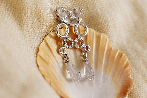 BRINCO DE RÓDIO GOTA CRISTAL