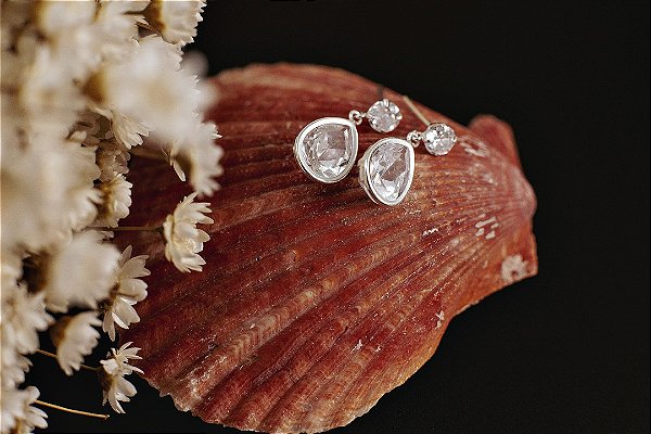 BRINCO DE PRATA GOTA ZIRCÔNIA