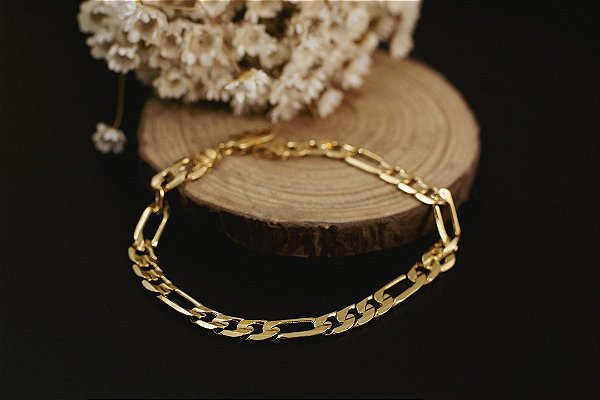 PULSEIRA FOLHEADA A OURO 18K ELO 3X1