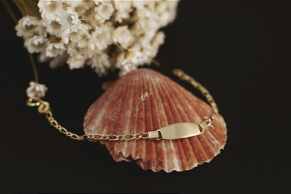 PULSEIRA INFANTIL FOLHEADA A OURO 18K PLACA PARA GRAVAÇÃO
