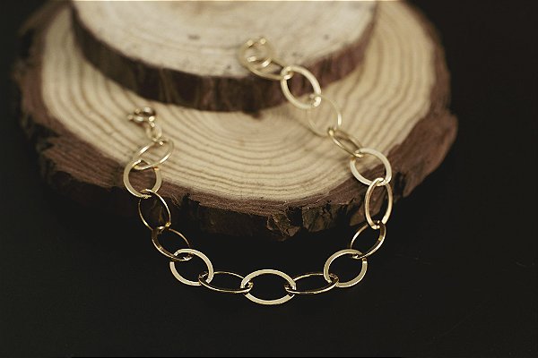 PULSEIRA OVAL FOLHEADO A OURO 18K