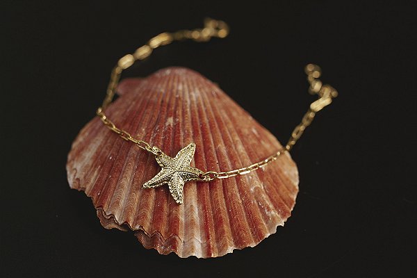 PULSEIRA ESTRELA DO MAR FOLHEADO A OURO 18K