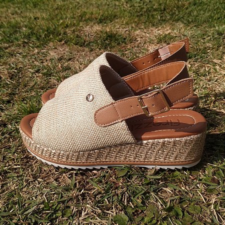 Sandália Flatform Peraza II Rafia