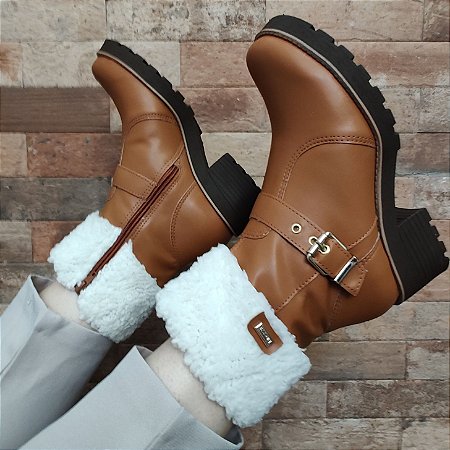-Bota Esquel Napa Ambar Peluciada Com Lã Pelinhos