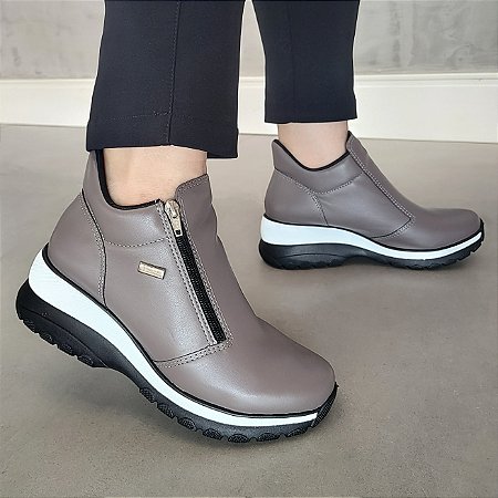 -Bota Lanin Napa Cinza Forro Cacharel