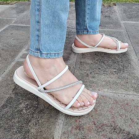 Sandália Super Conforto 26015 Tiras Brilho Confortável