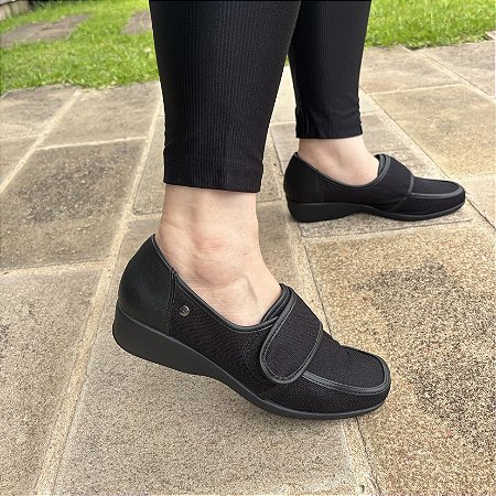 Sapato Feminino Calce Fácil Super Conforto Têxtil 263036