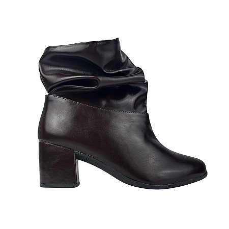 Bota Feminina Slouch Juli Salto Bloco Cano Médio Enrugada