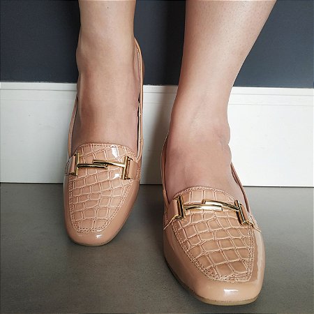 Scarpin Estilo Mocassim Verniz Antique