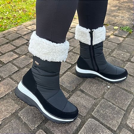 -Bota Com lã Ushuaia Nobuck com nylon preto