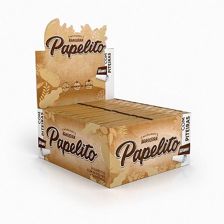 Caixa de Seda Papelito Brown com Piteira King Size com 24 und