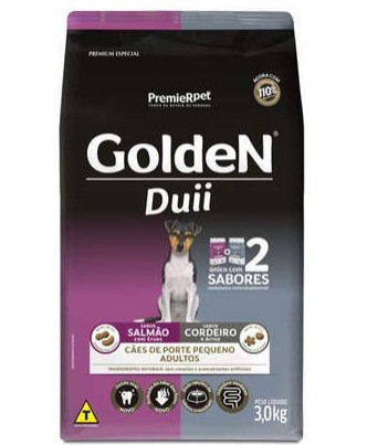 GOLDEN DUII ADULTO PORTE PEQUENO SALMAO E CORDEIRO 3KG