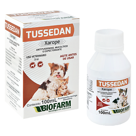 XAROPE PARA CÃES E GATOS BIOFARM TUSSEDAN 100ML