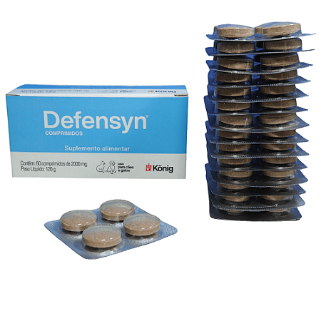Defensyn 2000mg Com 60 Comp. Para Cães E Gatos cartela com 4 comprimidos