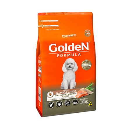 Ração Golden Fórmula Mini Bits para Cães Adultos de Porte Pequeno Sabor Salmão e Arroz 3kg