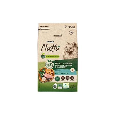 Ração Premier Nattu para Cães Adultos de Raças Pequenas Sabor Abóbora 2,5kg