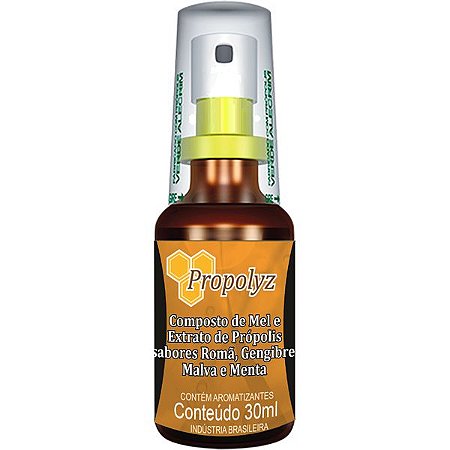 Spray Laranja - Mel e Propolis com Roma, Gengibre, Malva e Hortela 30ml Propolyz