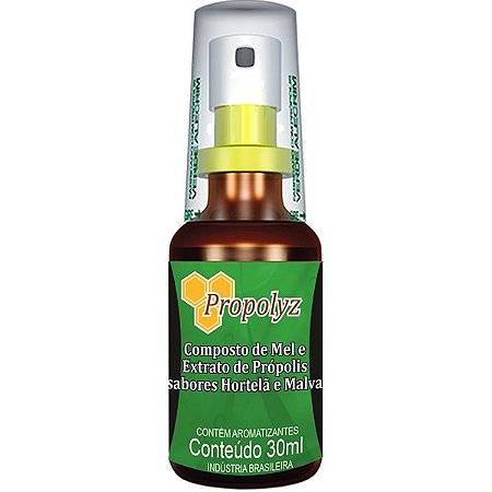 Spray Verde - Mel e Propolis com Hortela e Malva 30ml Propolyz