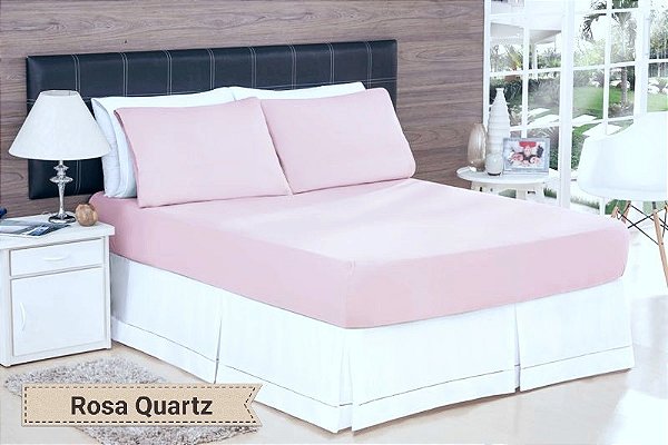 LENÇOL KING DE MALHA 03 PEÇAS ROSA QUARTZ - 3330