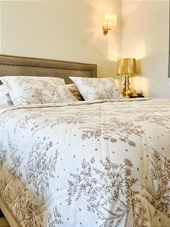 COBRE LEITO KING MALHA MATELADO ESTAMPA LITRÁCEAS