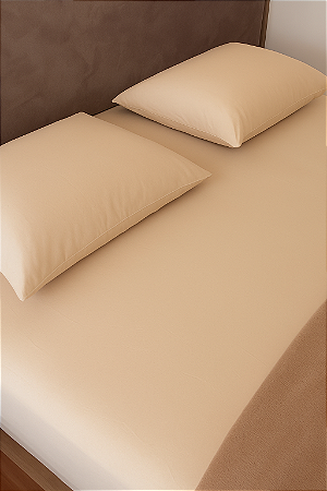 LENÇOL CASAL PADRÃO DE MALHA 03 PEÇAS BAUNILHA - 1831