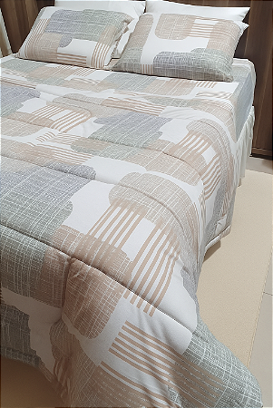 LENÇOL KING DE MALHA 03 PEÇAS ESTAMPA ATTUALE