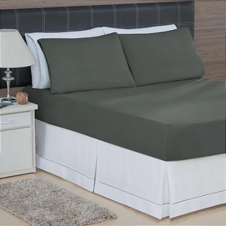 LENÇOL KING DE MALHA 03 PEÇAS GRAFITE - 3330