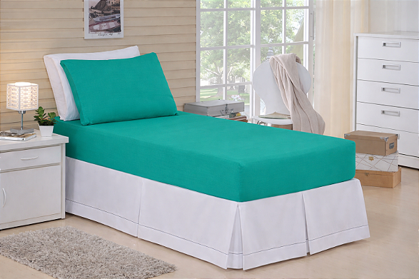 LENÇOL SOLTEIRO DE MALHA 02 PEÇAS VERDE MAR - 1770