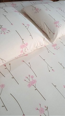 LENÇOL SOLTEIRO DE MALHA 02 PEÇAS ESTAMPA BEM ME QUER